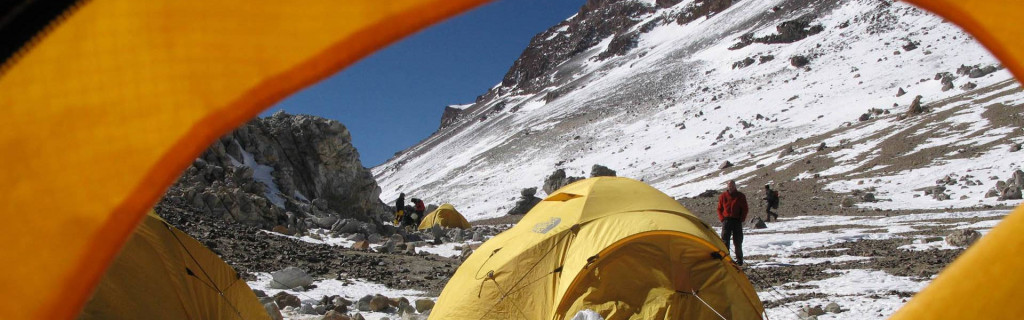 Fin udsigt fra teltet på Aconcagua bestigning